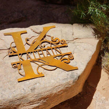 Load image into Gallery viewer, A photograph of a Bronze / 18&quot; x 18&quot; / Indoor Split-letter Monogram by the metal art manufacturer Kraken Design Co.