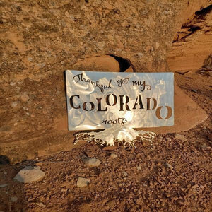 A photograph of a Colorado Roots by the metal art manufacturer Kraken Design Co.