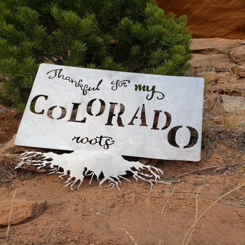 A photograph of a Colorado Roots by the metal art manufacturer Kraken Design Co.