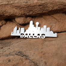Load image into Gallery viewer, A photograph of a Dallas Skyline by the metal art manufacturer Kraken Design Co.