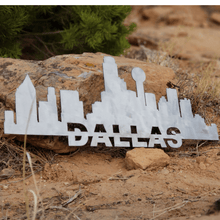Load image into Gallery viewer, A photograph of a Dallas Skyline by the metal art manufacturer Kraken Design Co.