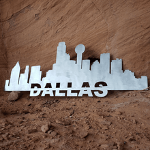 Load image into Gallery viewer, A photograph of a Dallas Skyline by the metal art manufacturer Kraken Design Co.