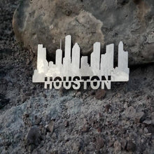 Load image into Gallery viewer, A photograph of a Houston Skyline by the metal art manufacturer Kraken Design Co.