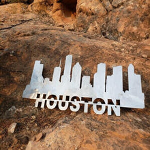 Load image into Gallery viewer, A photograph of a Houston Skyline by the metal art manufacturer Kraken Design Co.