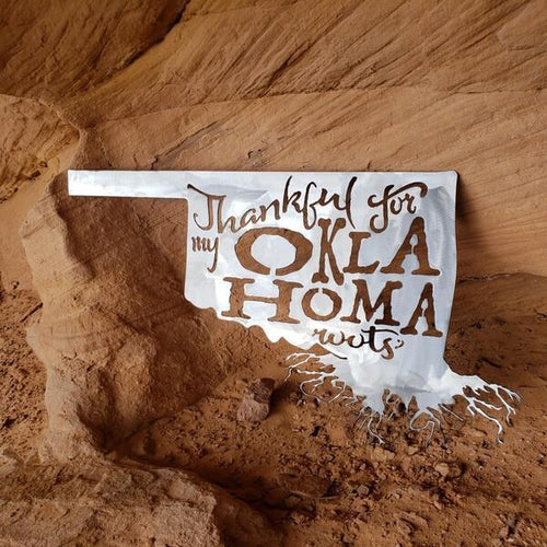A photograph of a Oklahoma Roots by the metal art manufacturer Kraken Design Co.