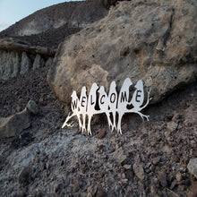 Load image into Gallery viewer, A photograph of a Welcome Birds by the metal art manufacturer Kraken Design Co.