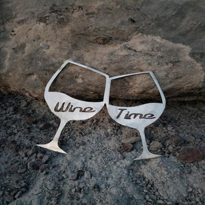 A photograph of a Wine Time by the metal art manufacturer Kraken Design Co.
