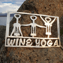 Load image into Gallery viewer, A photograph of a Wine Yoga by the metal art manufacturer Kraken Design Co.